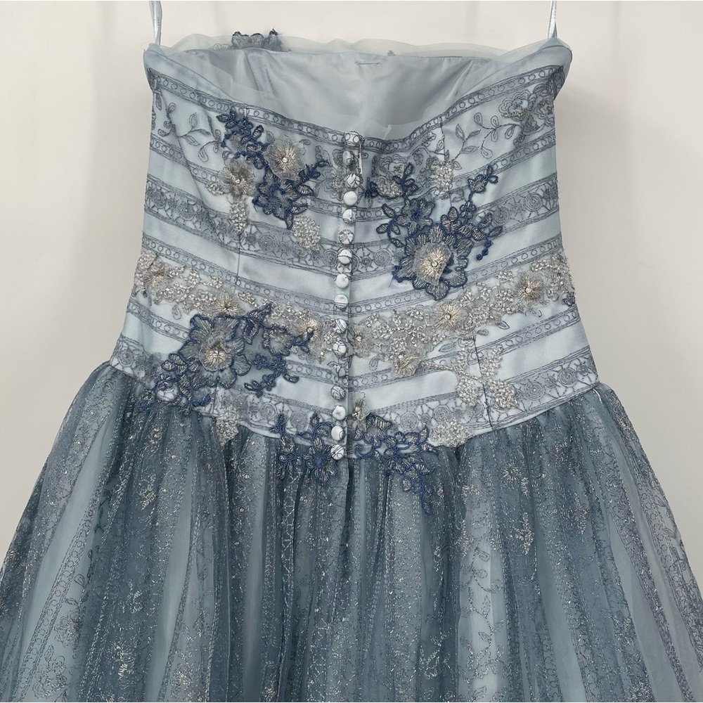 Up Cycled Dyed Lace Strapless Gown - Picture 9 of 13